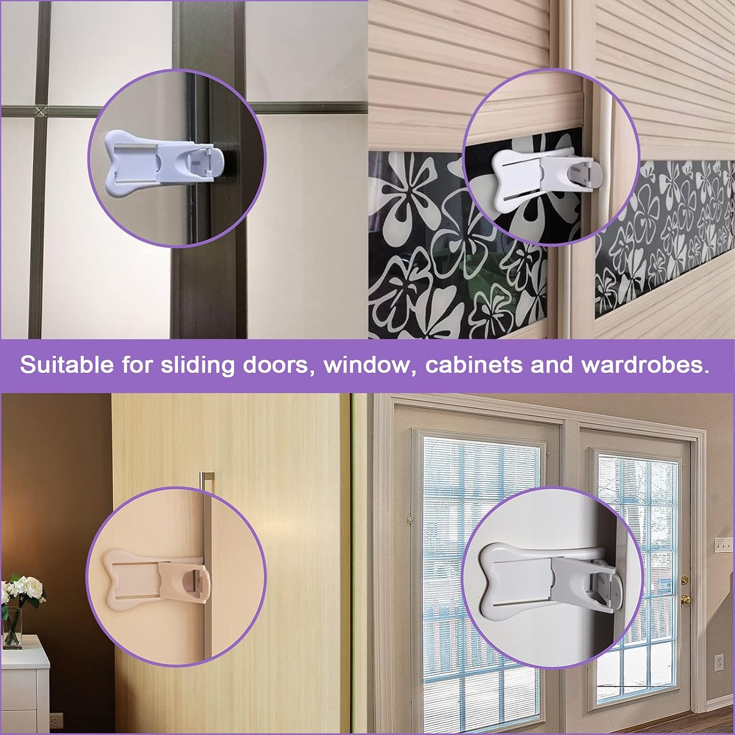 image:imageSliding Door Lock for Child Safety Window Stoppers for Vertical Windows Sliding Glass Door Lock for Baby Proof 2 Pack
