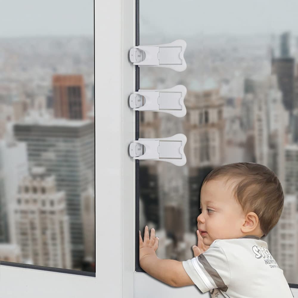 image:imageSliding Door Lock for Child Safety Window Stoppers for Vertical Windows Sliding Glass Door Lock for Baby Proof 2 Pack