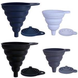 image:imageKongNai Funnels for Kitchen Use Set of 4 Silicone Collapsible Funnels for Filling Bottles Food Grade Funnel for Liquid Powder Transfer Foldable Kitchen Utensils