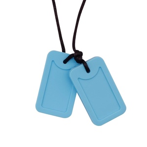 image:imageSensory Chew Necklace for Kids and Adults Silicone Dog Tag Pendant Chewy for Autism ADHD SPD PICA and Oral Motor Chewing Needs Fidget Chewable Necklaces BlackBlue