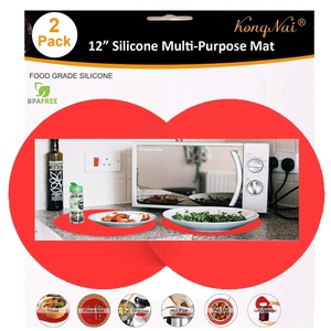 image:imageSilicone Microwave Mat 12 Inch Non Stick Turntable Safe Baking Mat for Kitchen Multi Purpose Heat Resistant Oven Mat Trivet Mat Placemat 2 PackPurpleRed