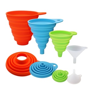 image:imageKongNai 4 Sizes Kitchen Funnel Set Food Grade Silicone Collapsible Funnel Funnels for Kitchen Use Filling Bottles Canning Cooking and Water Powder Transfer